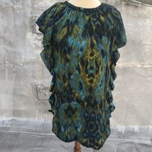 Silky Loose Multicolor Party Dress Small